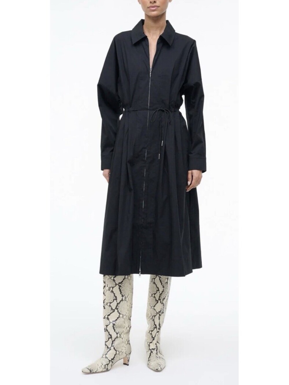 New STAUD CHI MIDI DRESS In BLACK SIZE L $395
